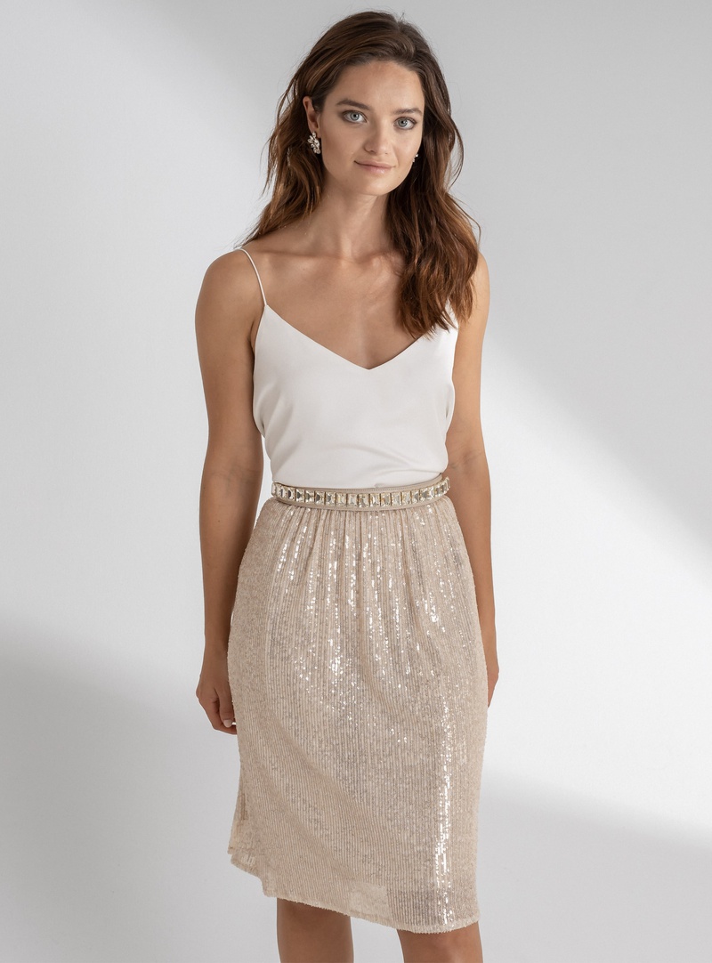 Kurzes Standesamtkleid LYNN-PAIGE mit Pailletten Rock