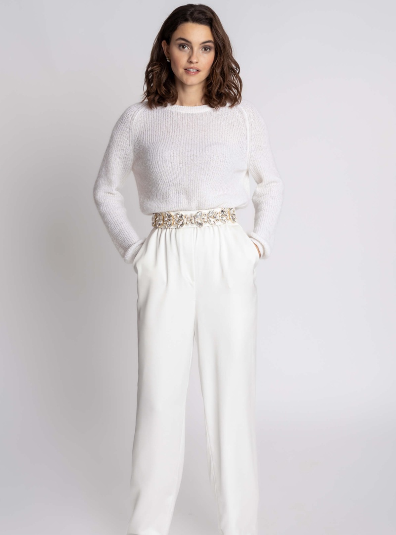 Braut Hosenanzug für das Standesamt mit Brautpullover SWEATER und gerade geschnittener Marlene Brauthose CHARLIE