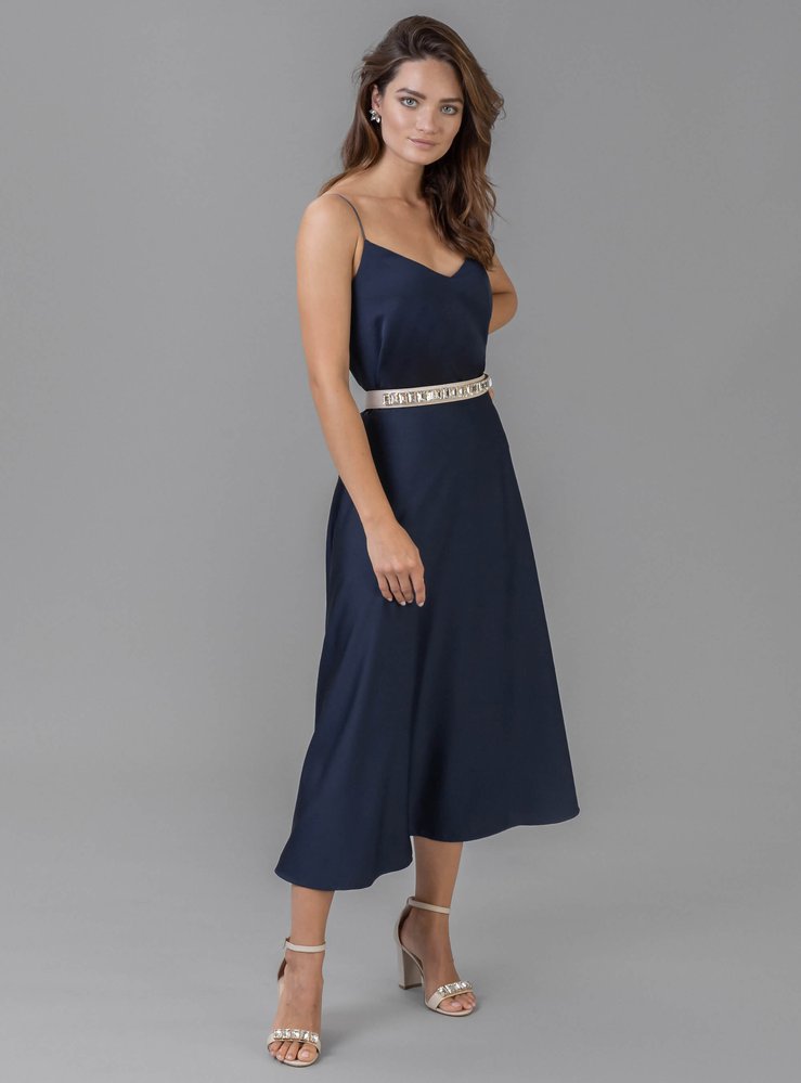 Abendkleid wadenlang blau