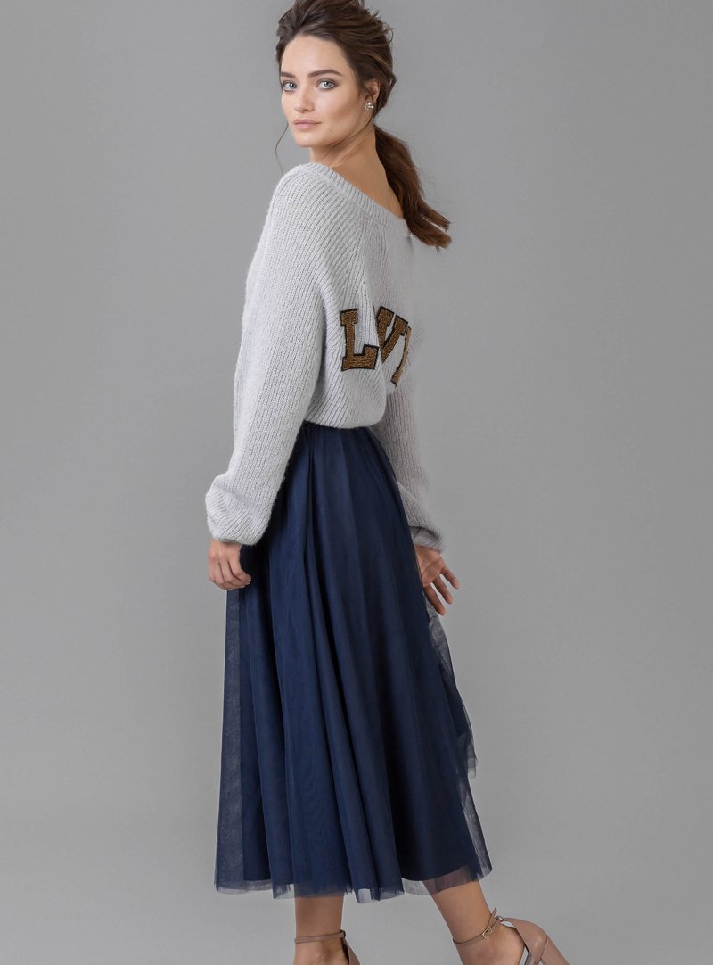 Brautjungfernkleid Tüll dunkelblau